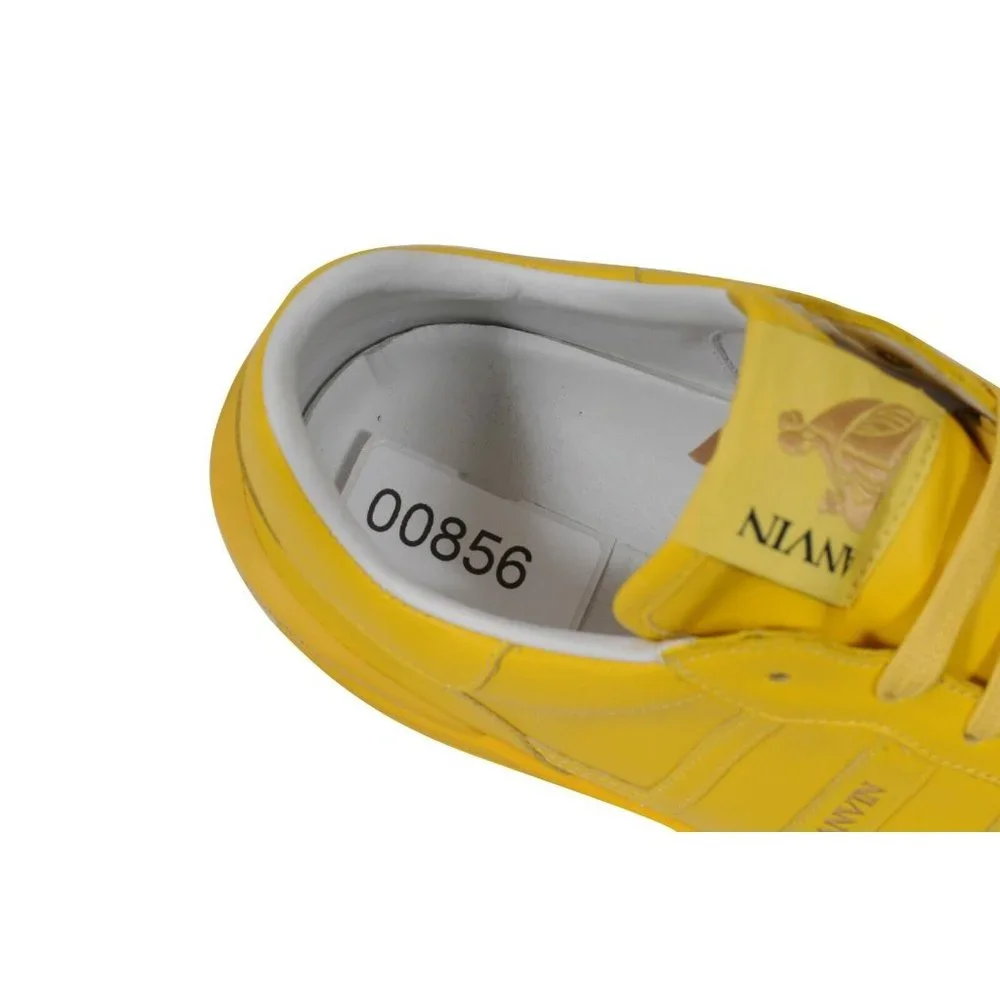 Lanvin Gallery Dept Mens Clay Sneaker US10 43 Yellow Leather Multicolor Painted - Picture 8 of 8